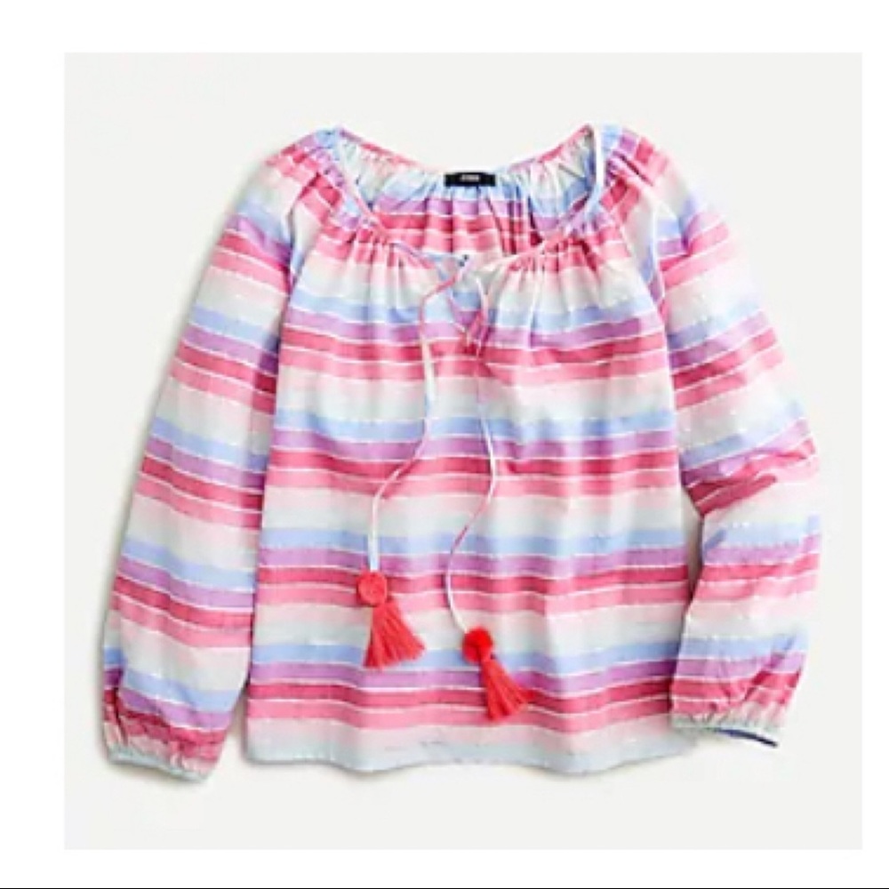 🌸🌸SUPER SALE🌸🌸 J CREW Peasant Top in Metallic Pastel Size S NWT
